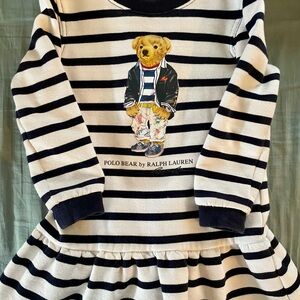 Ralph Lauren Navy & White Striped Polo Bear Dress